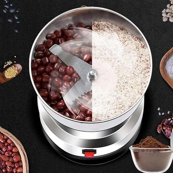 Maxtop Nima Stainless Steel Multifunctional Electric Grinder & Coffee Maker – Mini Spice, Coffee, Masala Grinder for Beans, Nuts, Grains – Compact Household Mixer Grinder (Silver)