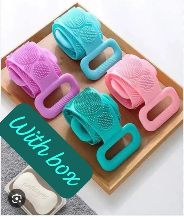 Box Silicone Back Scrubber Bath Belt Double-Sided Massage Body Wash Brush Shower
