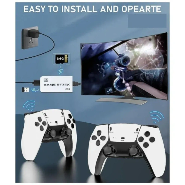 Wireless Retro Game Console, 20000+ games Retro Gaming Console, Retro Game Stick, Plug & Play Video TV Retro Game Stick, Built-in 64G, 9 Emulators, Premium Gaming Dual Controllers (M15-64G)