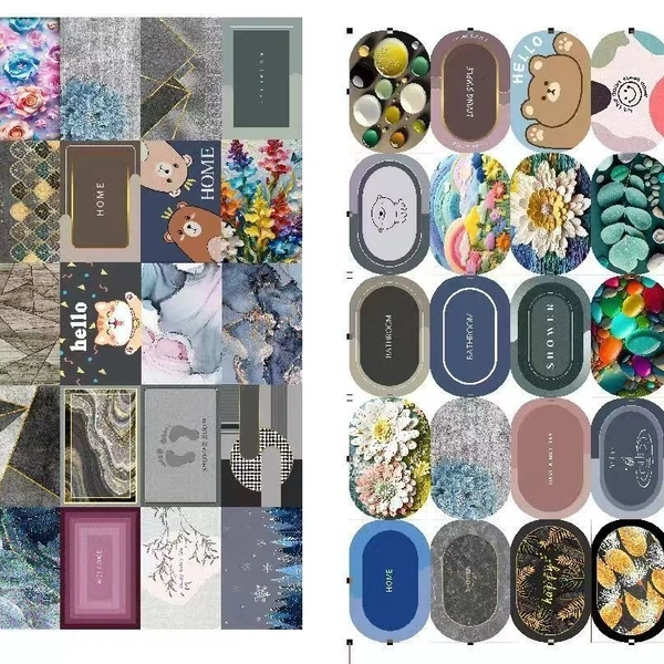 Super Absorbent Floor Mat Soft Carpet Non-Slip Bathing Room Rug Door Mat 40x60cm - ROUND