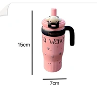Vacuum Cup, 550ML Saniro Insulated Cup, Winter With Handle Lid Straw 304 Stainless Steel Thermal Bottle for Student
