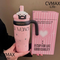 Vacuum Cup, 550ML Saniro Insulated Cup, Winter With Handle Lid Straw 304 Stainless Steel Thermal Bottle for Student