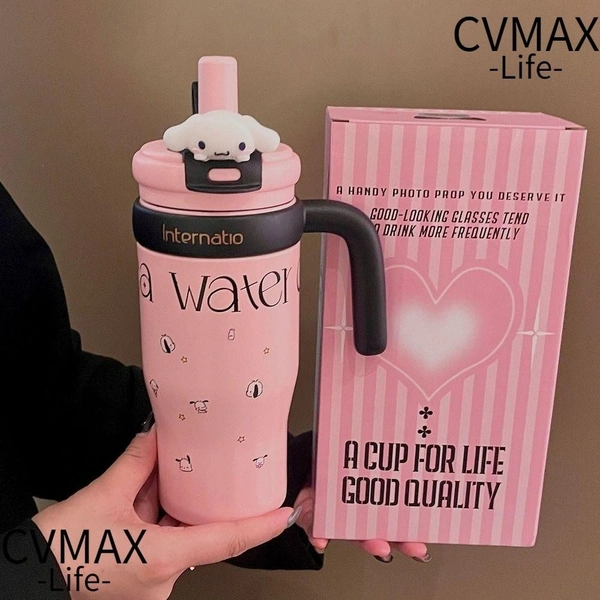 Vacuum Cup, 550ML Saniro Insulated Cup, Winter With Handle Lid Straw 304 Stainless Steel Thermal Bottle for Student