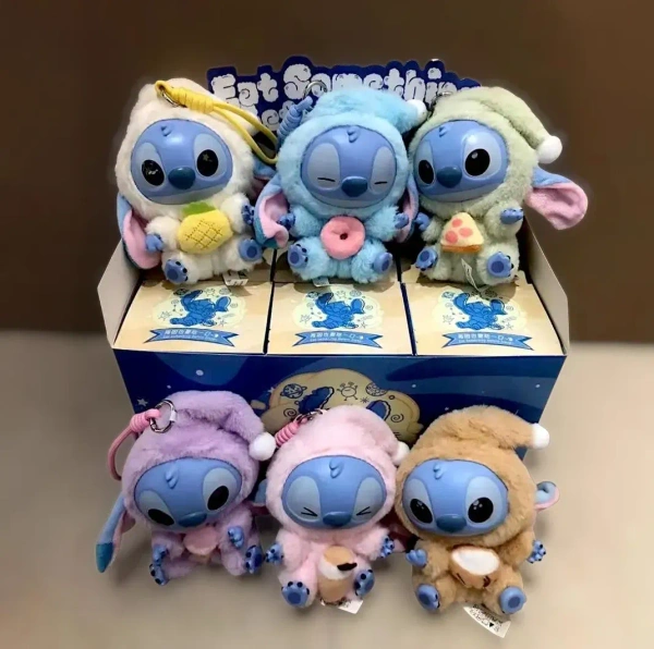 MINISO Disney Stitch Eat Something Before Sleep Collection Vinyl Plush Toy Surprise Box Figure Model Random Design Blind Box Toy Collectible Toy for Home Decor Birthday Gifts (Random One Figure)