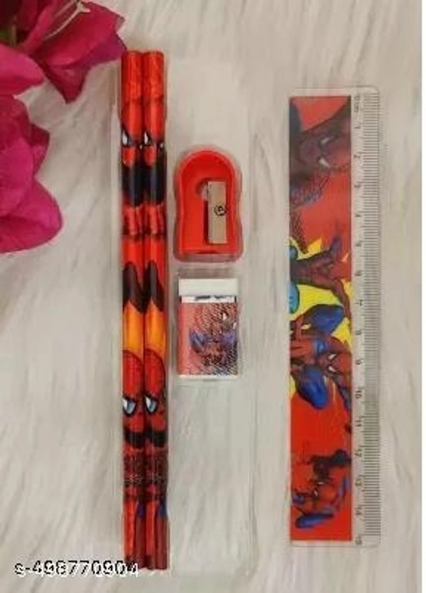 Cartoon Character Red Stationery Gift Pack for Kids for Birthday Return Gifts Theme Party