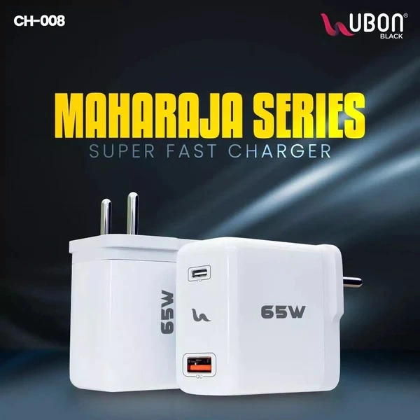 Maharaja Series CH-008 65W PD Charger With Type-C Cable - White