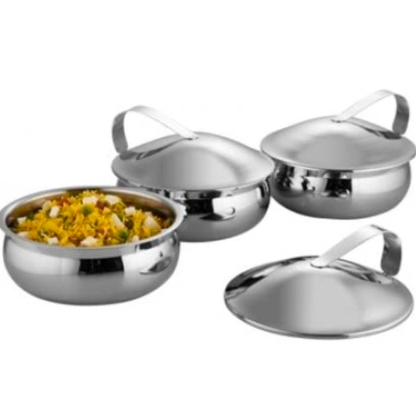 Jindal Krome Casserole set of 3 CR-1231 - Stainless Steel casserole set of 3, 3 bowls + 3 Lids