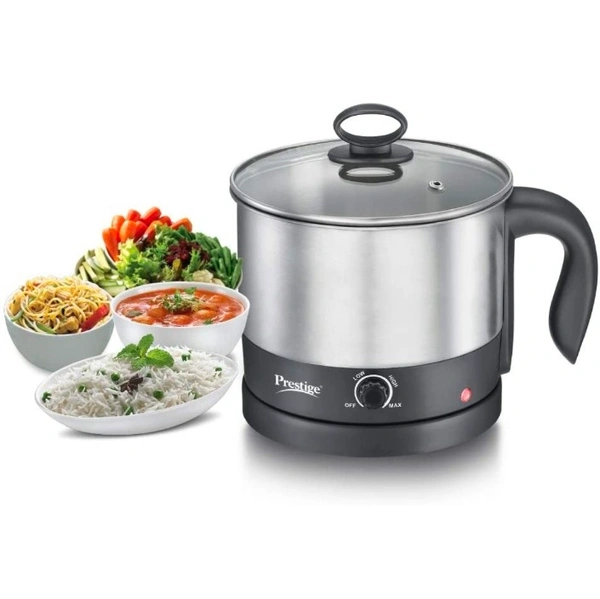 Ttk Prestige Multi Cooker 1 Litre - PMC 1.0+ - Ideal For Travel, 1 Litre Capacity, 600 watts powerStylish Stainless Steel Body,Elegant Glass Lid, T