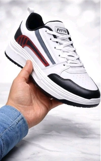 Fittos Trendy White Black Sneakers - 10