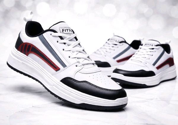 Fittos Trendy White Black Sneakers - 10