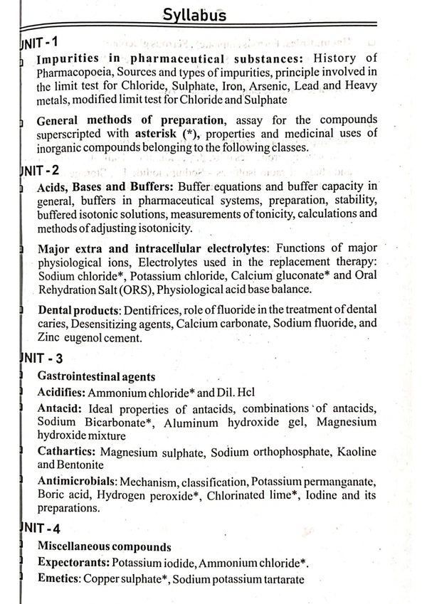 PHARMACEUTICAL INORGANIC CHEMISTRY - B.PHARMACY 1st SEM