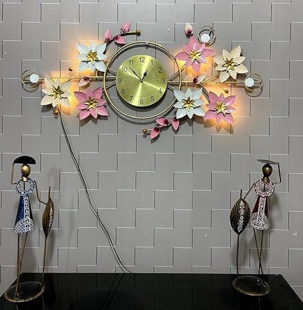 Pink Flower clock N012