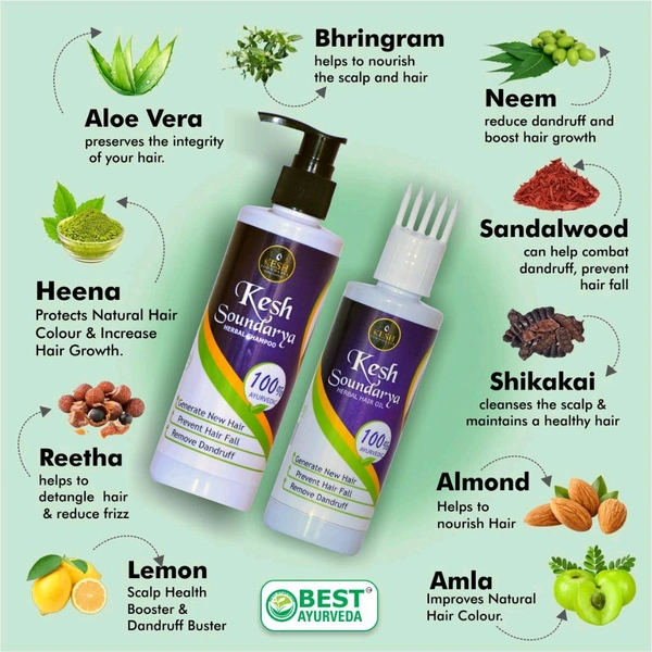 Best Ayurveda Keshsoundarya Herbal Hair Oil 100ml + Herbal Shampoo 250ml | Combo Pack | Promotes Hair Growth & Reduce Hair Fall
