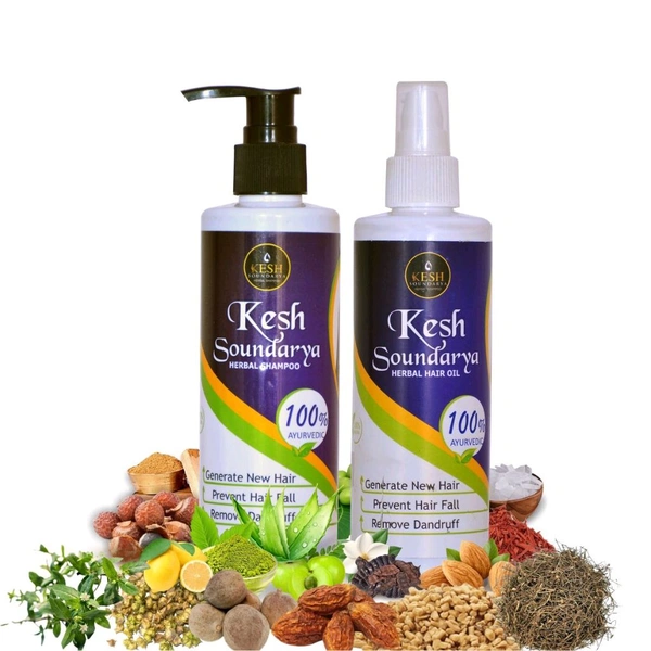 Keshsoundarya Herbal Hair Oil 250ml + Herbal Shampoo 250ml | Combo Pack | Promotes Hair Growth & Reduce Hair Fall