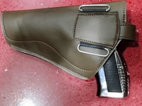 GREEN LEATHER GUN COVERS - Pesto, 10 Inch