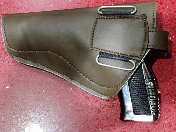 GREEN LEATHER GUN COVERS - Pesto, 10 Inch