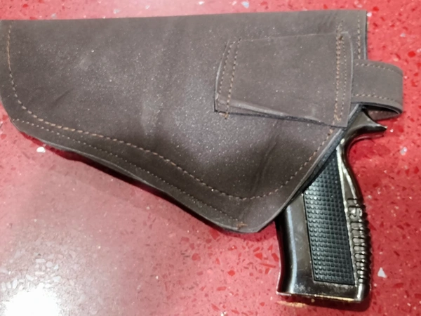 BROWN LEATHER COVER FOR AIR GUN  - Brown, 10 Inch