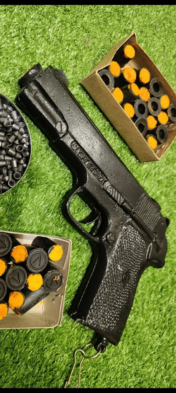 BLACK FULL  METAL GUN 450GRAM+STRING - Black, 10 Inch