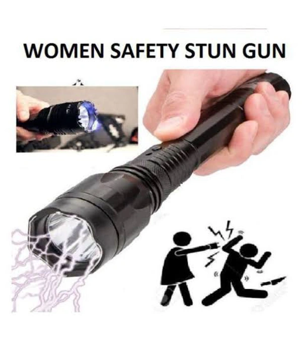 1101 FLASHING LIGHTS TORCH STUN GUN FOR SELF DEFENCE - Black, 6 Inch