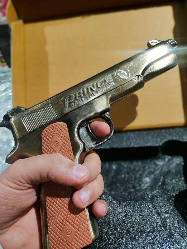 GOLDEN WORLD WAR 9 MM TOY GUN ( 1 BOX CORK+1 COVER FREE) - 8 Inch, gold