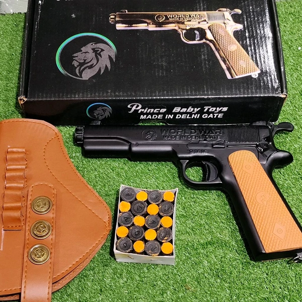 BLACK WORLD WAR 9 MM TOY GUN ( 1 BOX CORK+1 COVER FREE) - Black, 8 Inch*6.5