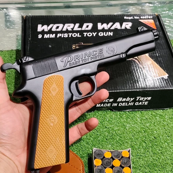 GREAT WORLD WAR 9 MM TOY GUN ( 4 BOX CORK FREE) - Black, 7 Inch