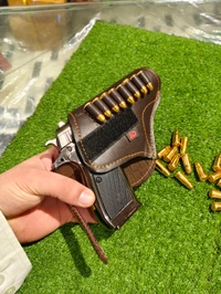 Z 83 LIGHTER GUN | LEATHER COVER  | 8 FAKE BULLETS  |  - Alto, 6 INCH