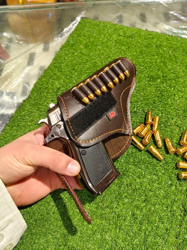 Z 83 LIGHTER GUN | LEATHER COVER  | 8 FAKE BULLETS  |  - Alto, 6 INCH