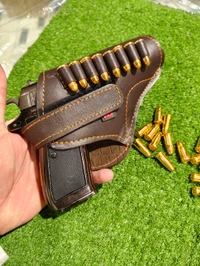 Z 83 LIGHTER GUN | LEATHER COVER  | 8 FAKE BULLETS  |  - Alto, 6 INCH