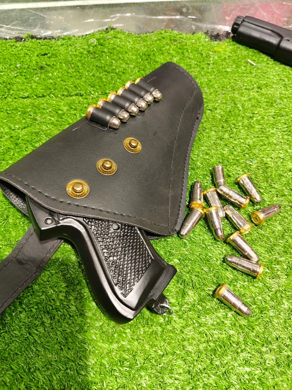 KEHAR 9 MM CORK GUN+ 1 BOX CORK+1 COVER+ 6 PC SILVER FAKE BULLETS  - Black