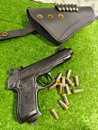 KEHAR 9 MM CORK GUN+ 1 BOX CORK+1 COVER+ 6 PC SILVER FAKE BULLETS  - Black