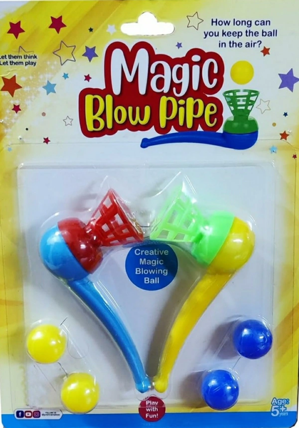 One Set Floating Ball Blow Tube & Plastic Balls Fun Balls Blowing Toys Games Toys for Kids and All (2 pcs)