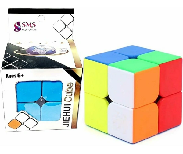 2x2 Stickerless Magic Speed Cube Puzzle Toy for Kids & Adults Magic Speedy Brainstorming Puzzle Cube (Multicolor) (Pack of 1)