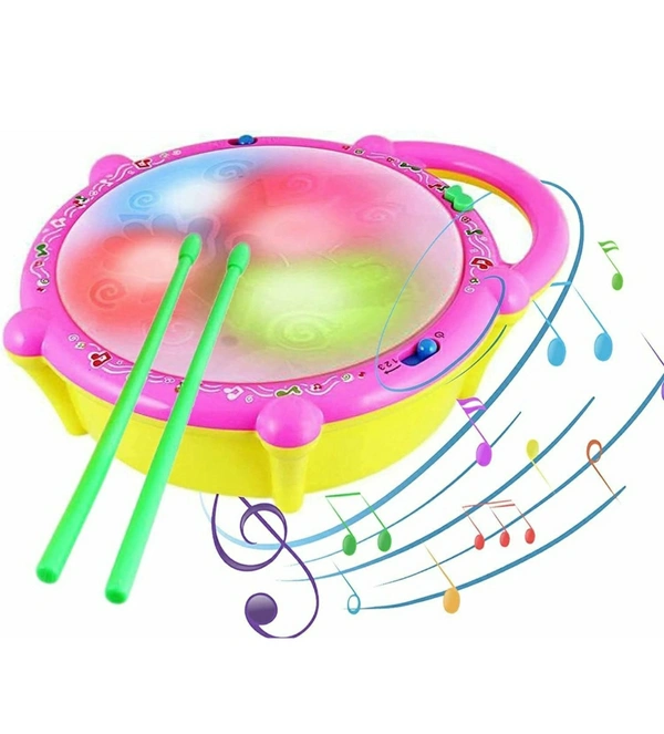 Flash 3D Flash Drums Toys for Kids with Lights & Musical,Good Quality Plastic(Multi Color, Pack of 1)