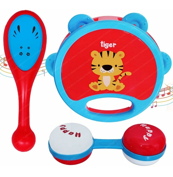 Rattles Toys for Babies- Pack of 3 Pcs Shaking, Rattle & Dumbbell Rattle Toy for Kids, Sound Rattle Toy for New Born Baby, Early Development Toys for 3+ Months Babies - Random Color