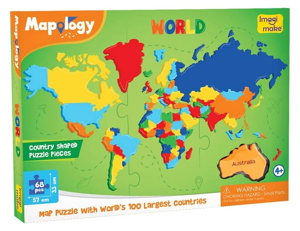 Imagimake Mapology World - World Map and Its Countries Jigsaw Puzzle | Educational Learning Aid for Kids 5+ Years Delivery Time: 2-3Days