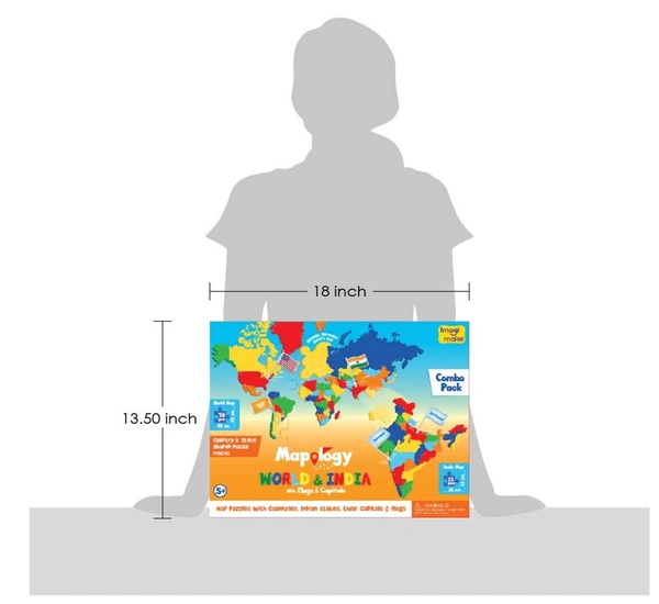 Imagimake Mapology India and World Maps with Capitals - Learn Capitals & Country Flags for Kids 5+ Years