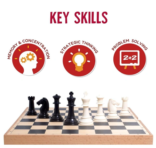 Funskool Deluxe Chess Wooden Set - Premium Chess Board with Storage Box | Strategy Board Game for 2 Players Ages 7+ Years Delivery Time: 2-3Days