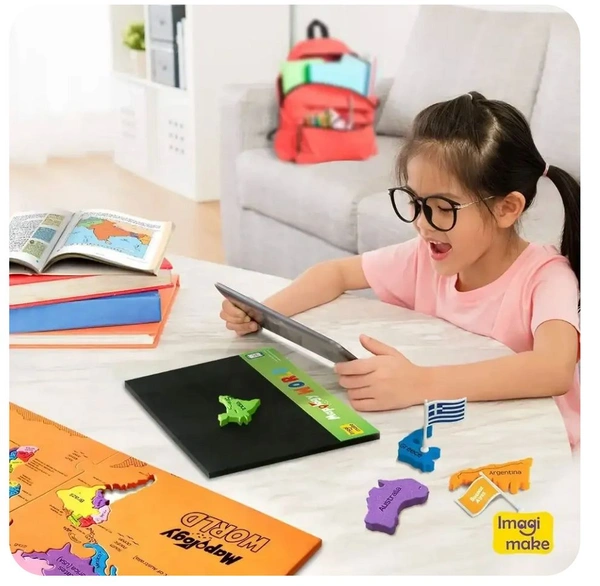 Imagimake Mapology World AR - Augmented Reality Wildlife Map & Interactive Educational Puzzle for Kids 5+ Years Delivery Time: 2-3Days
