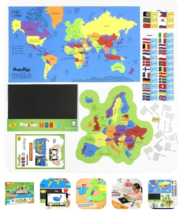 Imagimake Mapology World AR - Augmented Reality Wildlife Map & Interactive Educational Puzzle for Kids 5+ Years Delivery Time: 2-3Days