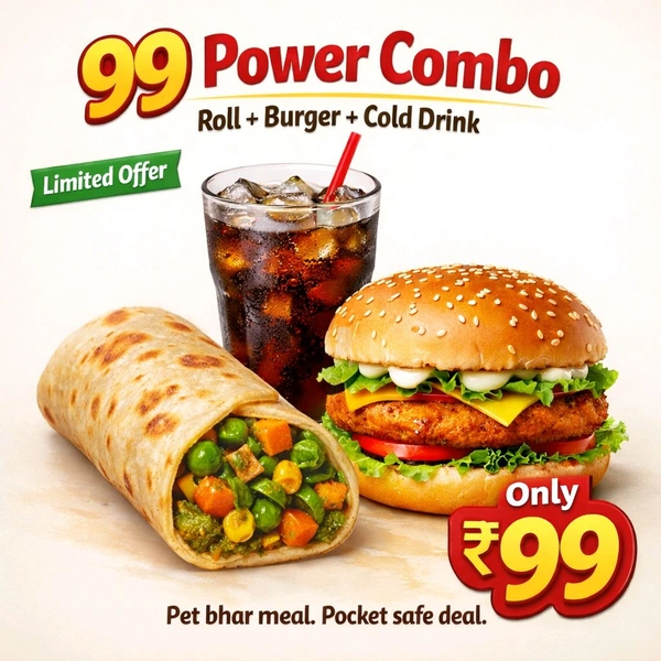🟢 Power Combo - ROLL + BURGER + COLDDRINK - 💚VEG