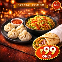 🔴Bhuri Bhoj Combo - Chicken Momo(4PCS) With Soup + Chowmin + Roll @ GKB SPECIAL 