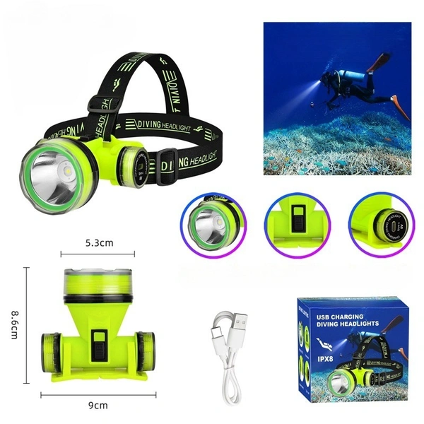Outdoor Diving Super Bright Head Light Waterproof  IPX8  Li-Ion Battery Rechargeable Ultra-Long Range Deep Diving Led Head Lamps-SQ-902