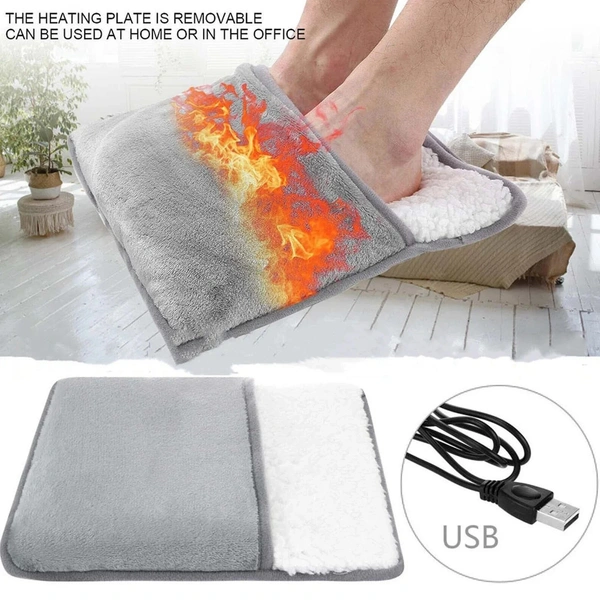 Winter USB Electric Foot Warmer & Massage Heating Pad - Soft Flannel Foot Heater