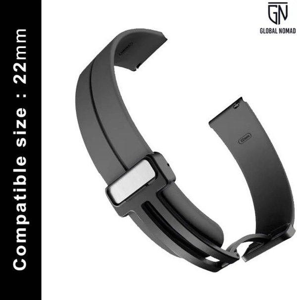 22MM-MGNT-SILI-BLACK Smart Watch Strap  (Black)