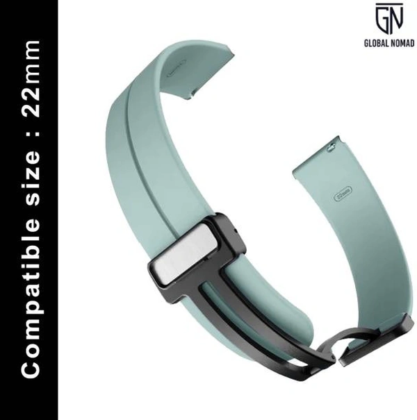 22MM-MGNT-SILI-GEM-GREEN Smart Watch Strap  (Green)