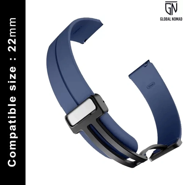 22MM-MGNT-SILI-MIDNIGHT-BLUE Smart Watch Strap  (Blue)