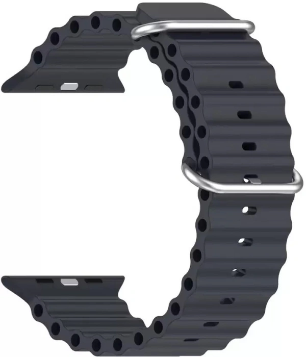 Silicone Ocean Band Compatible with ultra smart Watch Strap 38mm 40mm 41mm for iWatch Ultra SE2 SE Series 8 7 6 5 4 3 2 1 iWatch Strapband for Men Women Smart Watch Strap  (Black)