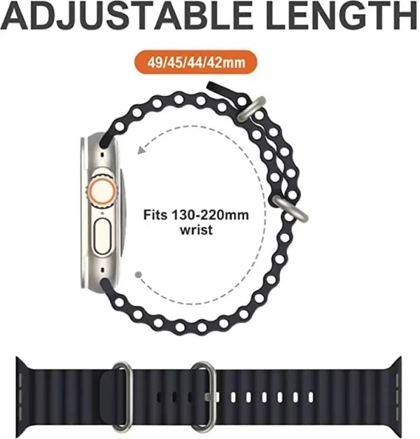 Silicone Ocean Band Compatible with ultra smart Watch Strap 38mm 40mm 41mm for iWatch Ultra SE2 SE Series 8 7 6 5 4 3 2 1 iWatch Strapband for Men Women Smart Watch Strap  (Black)