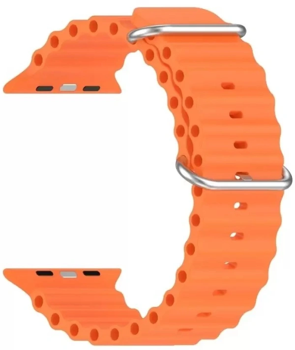 Silicone Ocean Band Compatible with ultra smart Watch Strap 38mm 40mm 41mm for iWatch Ultra SE2 SE Series 8 7 6 5 4 3 2 1 iWatch Strapband for Men Women Smart Watch Strap  (Orange)